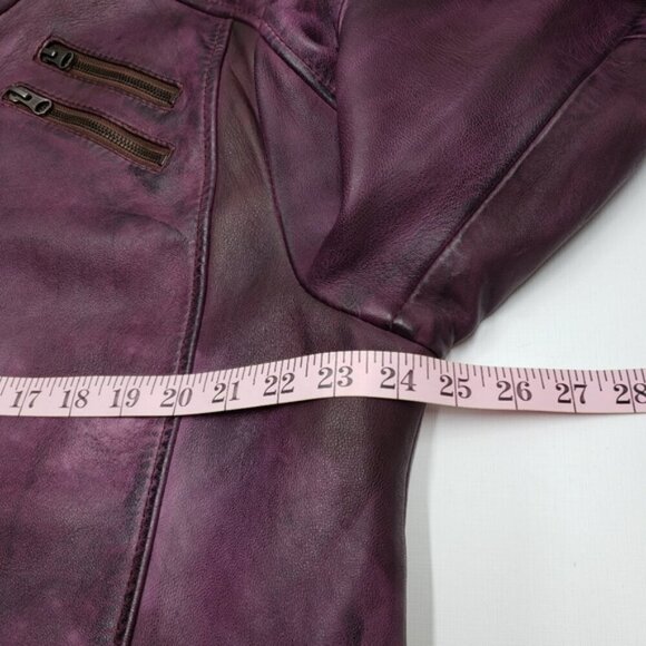 Pelle Lambskin Leather Jacket Coat Purple Wine Men's 4XL Moto - Picture 11 of 15